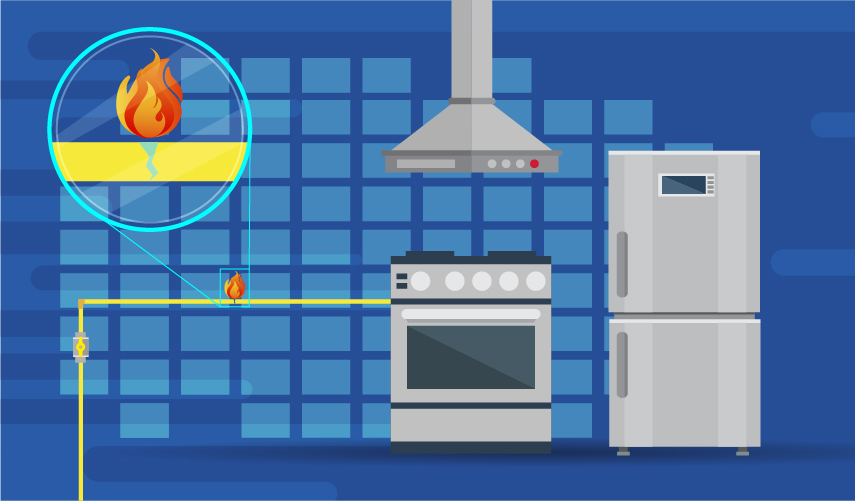 Escape con llama dentro del inmueble